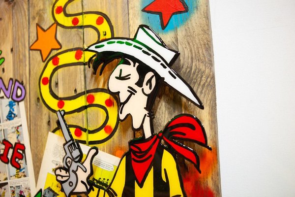 Gemälde, Pop Art, Street Art, Resin Art, 3D Wandkunst, Abstrakt, Lucky Luke