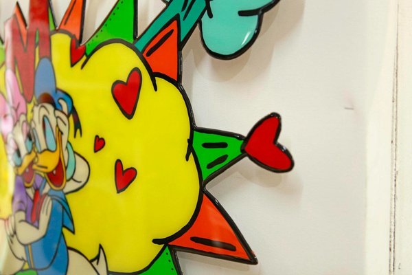 Gemälde, Pop Art, Street Art, Resin Art, 3D Wandkunst, Abstrakt, Donald Duck, Daisy, Love