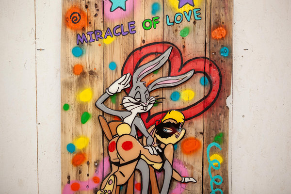 Gemälde, Pop Art, Street Art, Resin Art, 3D Wandkunst, Abstrakt, Unikat, Bugs Bunny, Love